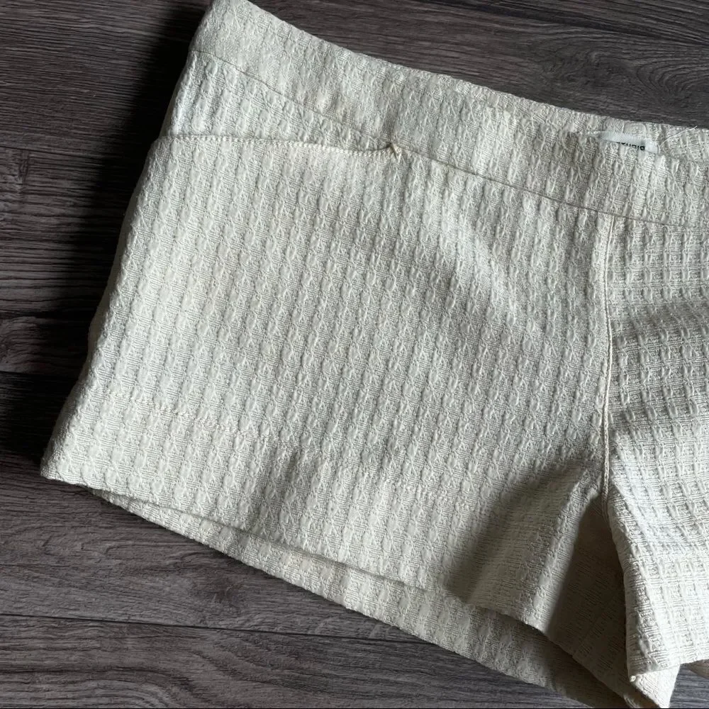 MAX STUDIO Vintage Light Yellow Textured Tailored Dress Shorts